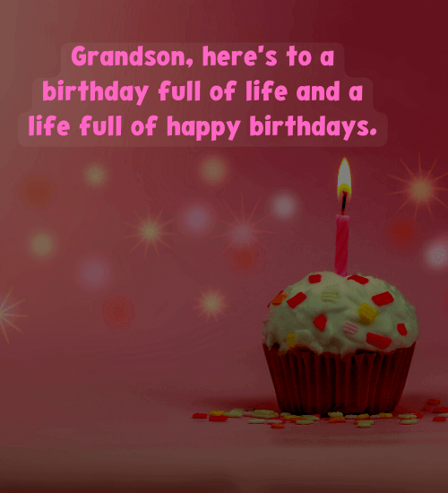 Grandson, here's to a birthday full of life and a life full of happy birthdays.