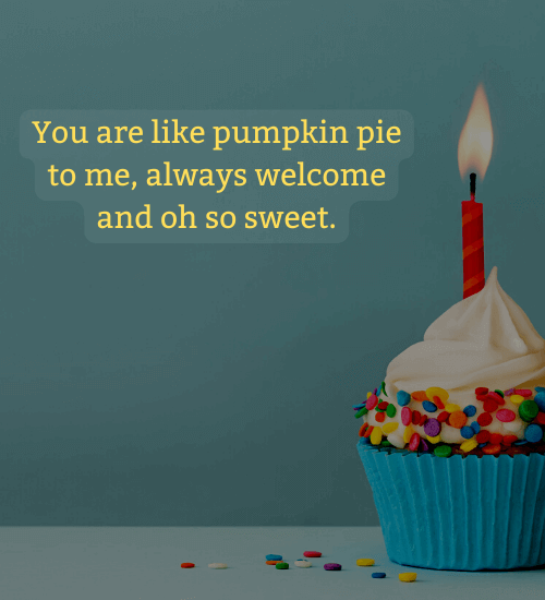 You are like pumpkin pie to me, always welcome and oh so sweet. - touching birthday wishes for boyfriend