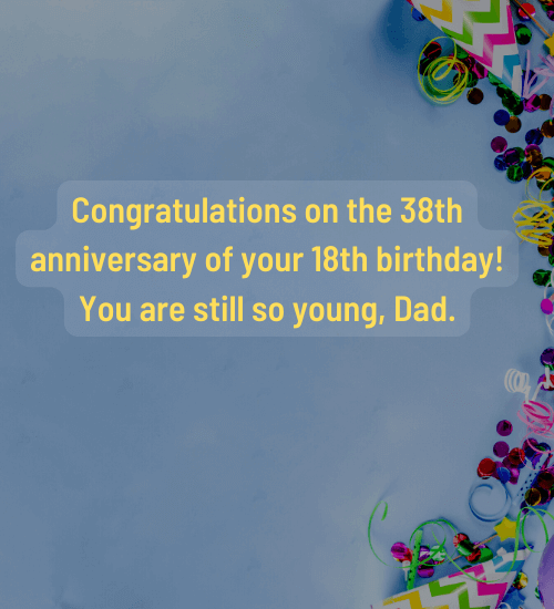 Congratulations on the 38th anniversary of your 18th birthday!
