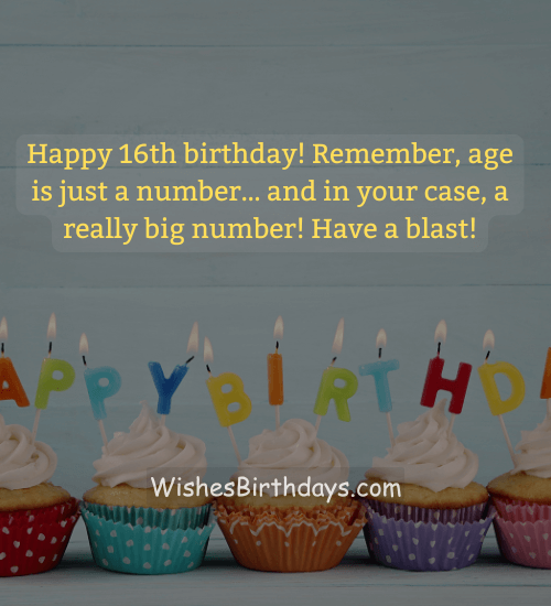 Happy 16th birthday! Remember, age is just a number… and in your case, a really big number! Have a blast!