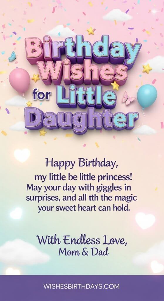 Birthday wishes for little daughter